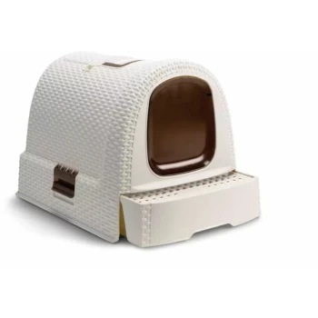 image of Curver Hooded Cat Litter Box 51x38.5x39.5cm White 400462 - White