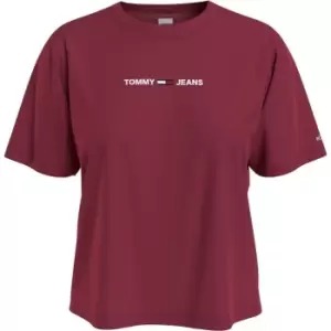 Image of Tommy Jeans Tommy Jeans Linear Logo T Shirt - Red