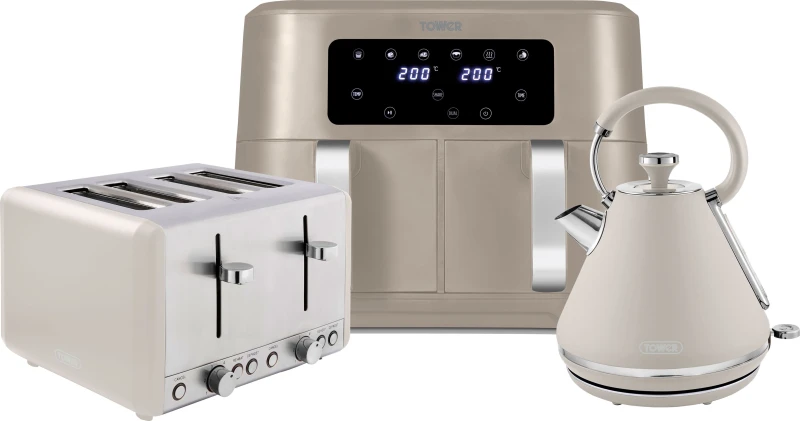 Image of Tower Cavaletto EEJB249 Air Fryer, Kettle & Toaster Bundle - Latte