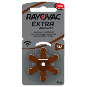 image of Rayovac 312 Extra Advanced Hearing Aid Batteries (6 Pack)