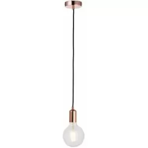 image of Hanging Ceiling Pendant Light & Rose Kit Gloss Copper Industrial Adjustable Lamp