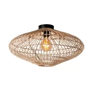 image of Magali Scandinavian Flush Ceiling Light - Ø56cm - 1xE27 - Light Wood