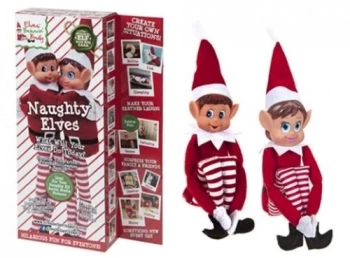 image of Elves Behavin' Badly 12 Vinyl Head Elf in Red Clothes - 2 Pack