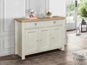 image of Birlea Highgate Cream and Oak Effect 3 Door 2 Drawer Sideboard Flat Packed