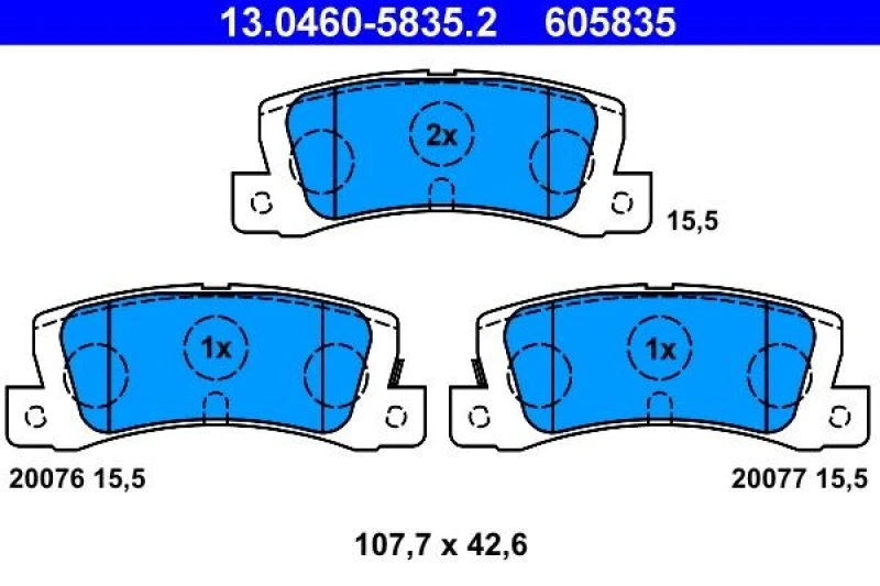Image of ATE 13.0460-5835.2 Brake pad set with acoustic wear warning Brake Pad Set,disc brake (402)
