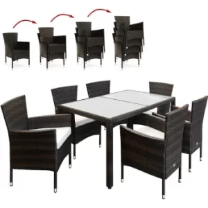 Image of Deuba Poly Rattan Garden Furniture Dining Deuba Poly Rattan Garden Furniture Dining Table and Chairs Set Outdoor Patio Conservatory Wicker 6 Seater