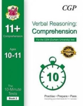Image of 10-Minute Tests for 11+ Comprehension Ages 10-11 book 2 - Cem Test Hardback