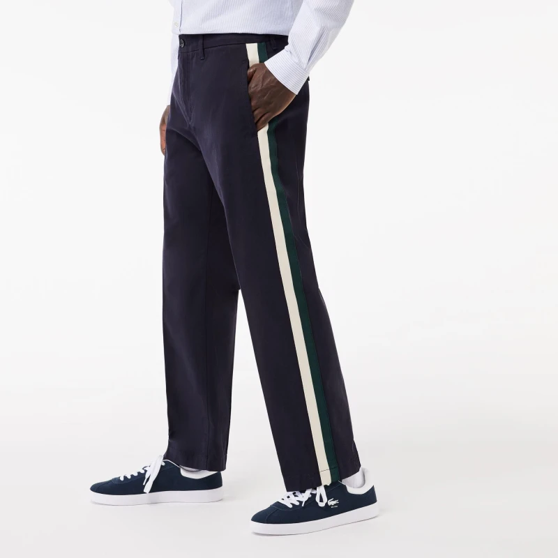 Image of Lacoste Mens Straight Fit Contrast Stripe Chinos Abysm male 50W R
