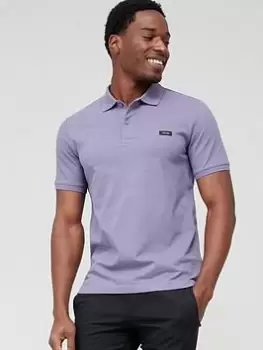 Image of Calvin Klein Stretch Pique Slim Button Polo Shirt - Purple, Size 2XL, Men