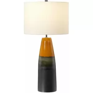 image of Loops - Table Lamp Orange & Graphite Tapered Vase Ivory Drum Shade LED E27 60W Bulb