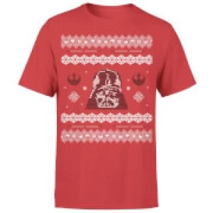 Image of Star Wars Christmas Darth Vader Knit Red T-Shirt - L - Red