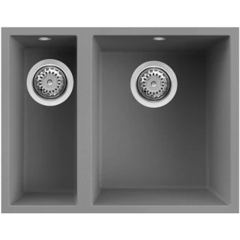 Image of Reginox - Elleci Quadra Kitchen Sink 1.5 Bowl Undermount Titanium Granite Waste