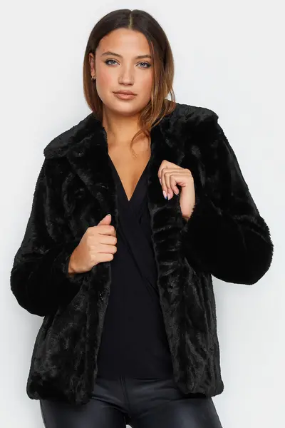 image of Long Tall Sally Tall Faux Fur Coat Black