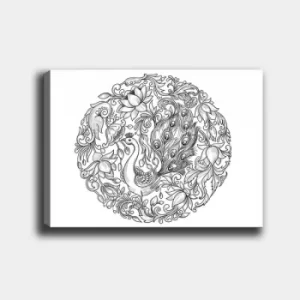 Image of MANDALA06 White Black Decorative Canvas Painting
