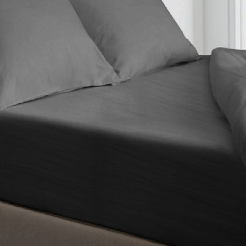 Image of Velosso Elegant Microfibre Duvet Cover & Pillowcase Set, Breathable Bed Linen in Charcoal Size: Super King Charcoal Unisex Super King