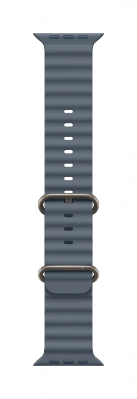 Image of Apple Natural Titanium Finish Band Blue Fluoroelastomer, Titanium MGCC4ZM/A