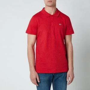 Image of Tommy Jeans Mens Essential Jersey Polo Shirt - Deep Crimson - L