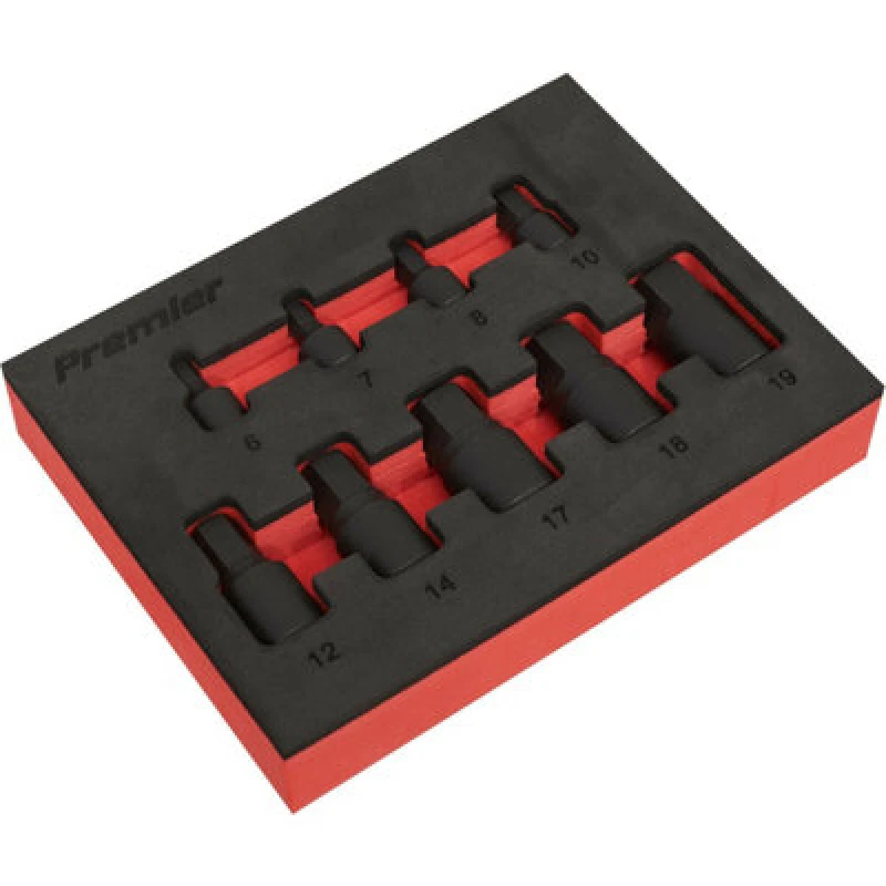 Image of Loops 9 PACK Low Profile Impact Socket Bit Set - 1/4" & 3/8" Square Drive Chrome Moly Multi