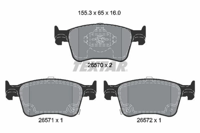 Image of TEXTAR 2657001 Brake pad set Q+ with acoustic wear warning Brake Pad Set,disc brake (402)
