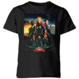 Image of Captain Marvel Movie Starforce Poster Kids T-Shirt - Black - 11-12 Years