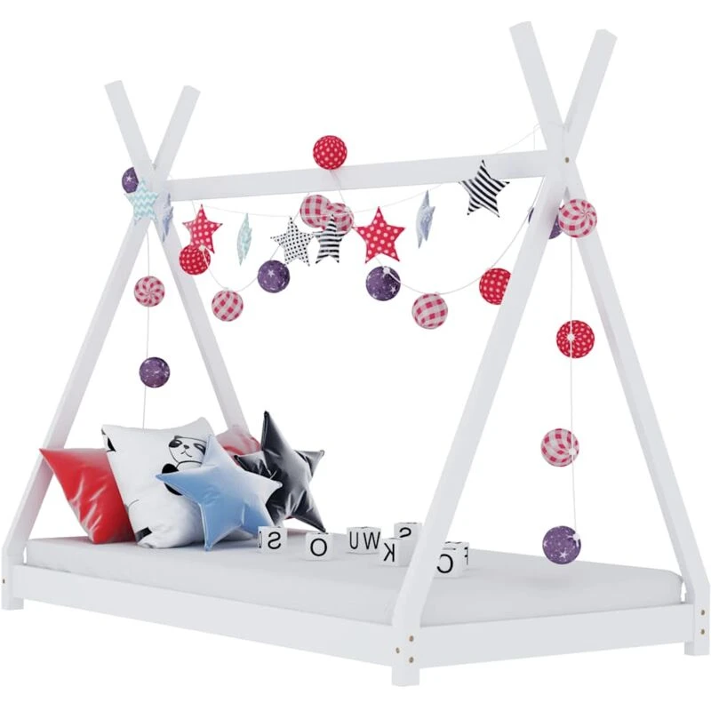 Image of VIDAXL Kids Bed Frame White Solid Pine Wood 90x200cm vidaXL 8719883785639