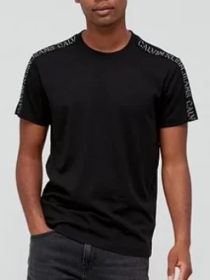 Image of Calvin Klein Jeans Ck Jeans Shadow Shoulder Tape T-Shirt, Black, Size L, Men