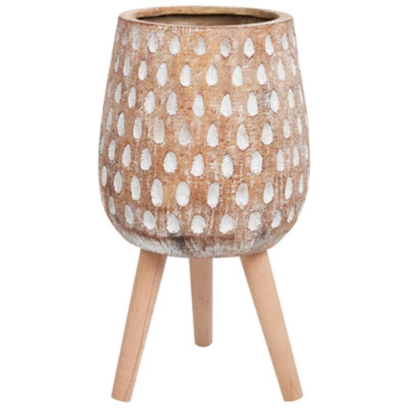 Image of Beliani Elevated Plant Pot Asclepias 27cm Light Brown