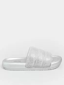 Image of Yours Wide Fit Padded Slider - Silver, Size 5E, Women