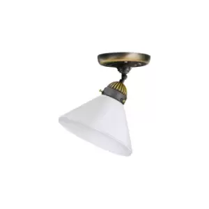 Image of Nonna Cottage Style Glass Dome Ceiling Light Matt Antique Brass, 1x E27