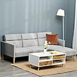 Homcom Sofa Bed Linen with Footstool Light Grey