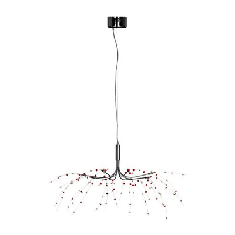 Image of Premier Housewares Interiors by Premier Red and Clear 8 Light Ceiling Light Silver