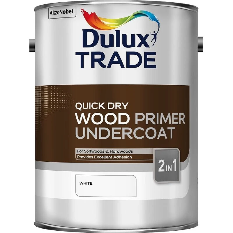 Image of Dulux Trade Quick Dry Wood Primer - 5L - White - Dulux 5081950