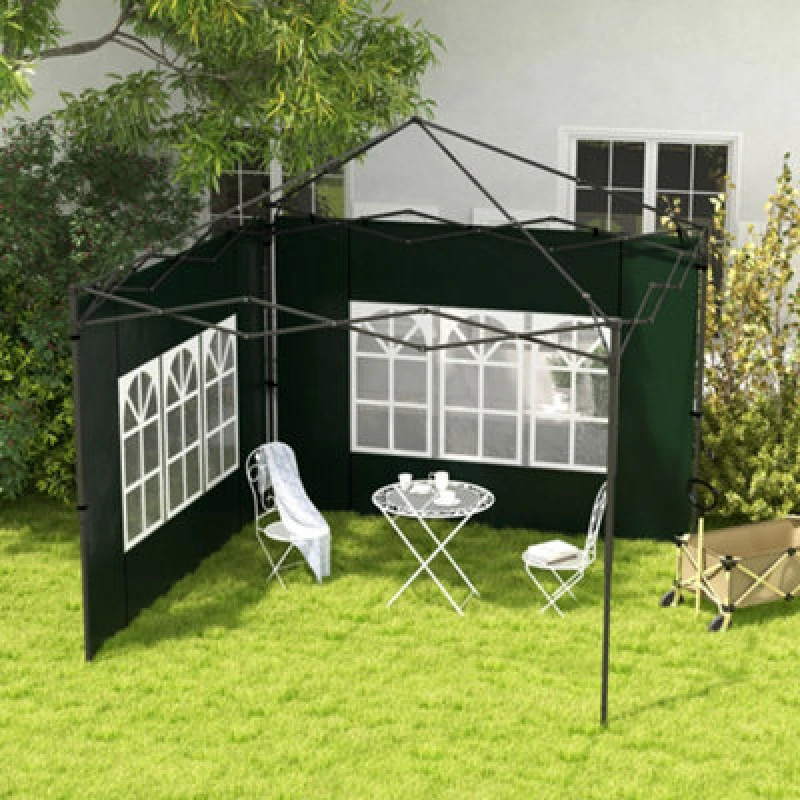 Image of Outsunny Outsunny Gazebo Side Panels for 3x3(m) or 3x6m Gazebo Canopy, 2 Pack Dark Green 5056725386627