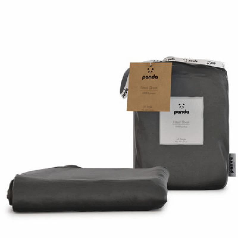 Image of Panda London 100% Bamboo Bedding Fitted Sheet in Dark Grey Size: EU Single Dark Grey Unisex EU Single