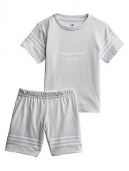Image of Boys, adidas Originals Infant Outline Shorts Set - Grey, Size 9-12 Months