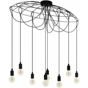 Image of Hanging Ceiling Pendant Light Black 8 Bulb Hallway Feature Multi Lamp 8x 40W
