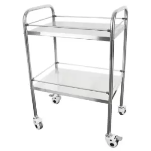 image of B-Click Medical TWO TIER STAINLESS STEEL MEDICAL TROLLEY