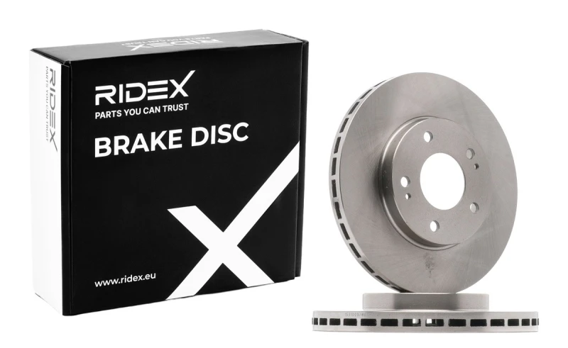 Image of RIDEX 82B0898 Brake disc Front Axle, Vented, Cast Iron, Uncoated, Untreated, without bolts/screws Cast Iron Brake Disc (82)