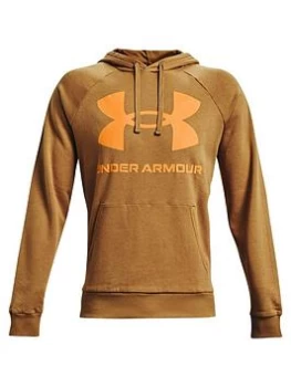 Image of Under Armour Training Rival Fleece Big Logo Hoodie - Brown, Size 2XL, Men