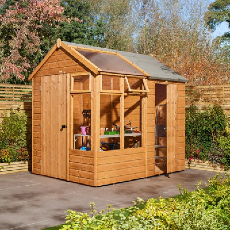 Image of Rowlinson 8X6 Growhouse with Store, Brown GH86WS