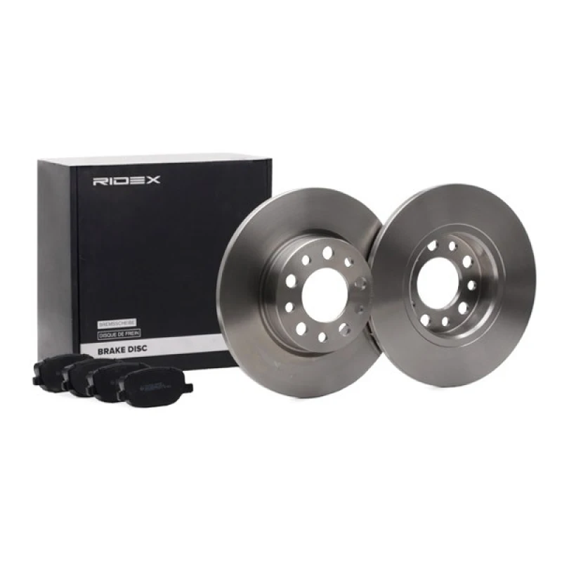 Image of RIDEX 3405B1517 Brake disc and pads set without accessories, Rear Axle, Brake Disc Type: Solid Brake Set,disc brakes (3405)