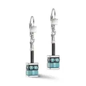 image of Coeur De Lion Classic GEOCUBE Earrings Aqua & Brown