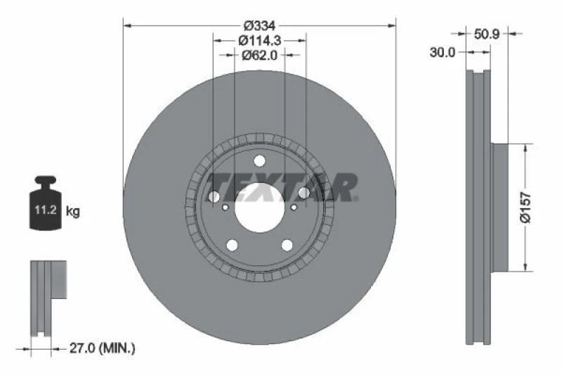 Image of Brake disc TEXTAR 92147803