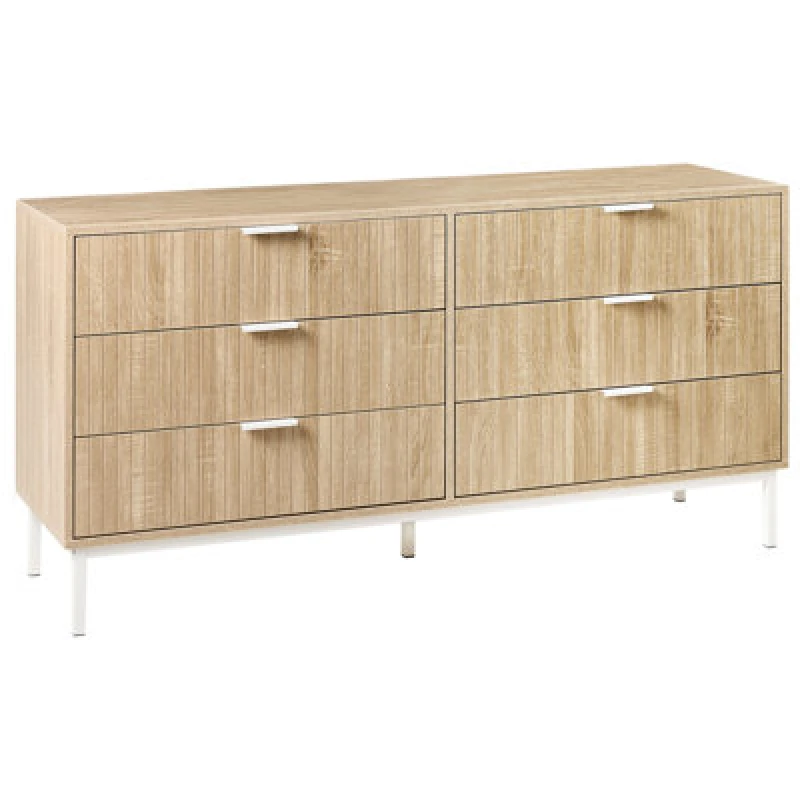 Image of Beliani 6 Drawer Chest Royalla Light Brown