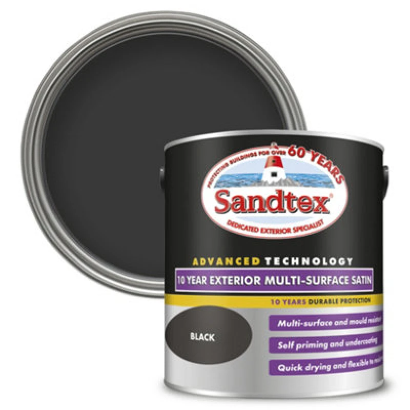 Image of SANDTEX Sandtex - 10 Year Exterior Multi Surface Satin - Black - 2.5L 5100997