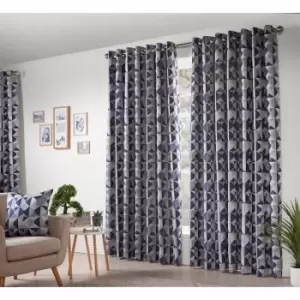 Image of Essential Living Zandi 46" X 72" Navy Ring Top Curtains
