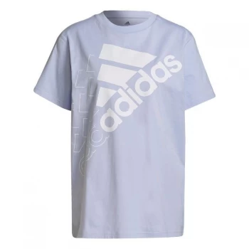 Image of adidas Brand Love Slanted Logo Boyfriend T-Shirt Womens - Violet Tone / White