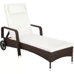 image of Tectake - Sun lounger rattan - reclining sun lounger, garden lounge chair, sun chair - black/brown