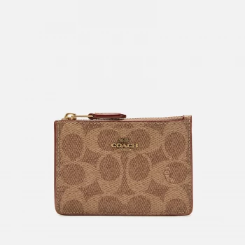 Image of Coach Womens Colorblock Coated Canvas Signature Wallet - Tan Rust