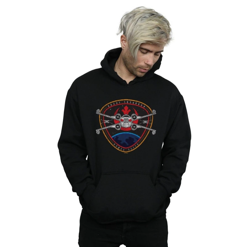 Image of Star Wars Star Wars Men Rebel Elite Badge Hoodie in Black Size: Small Black S Male 5059114716913